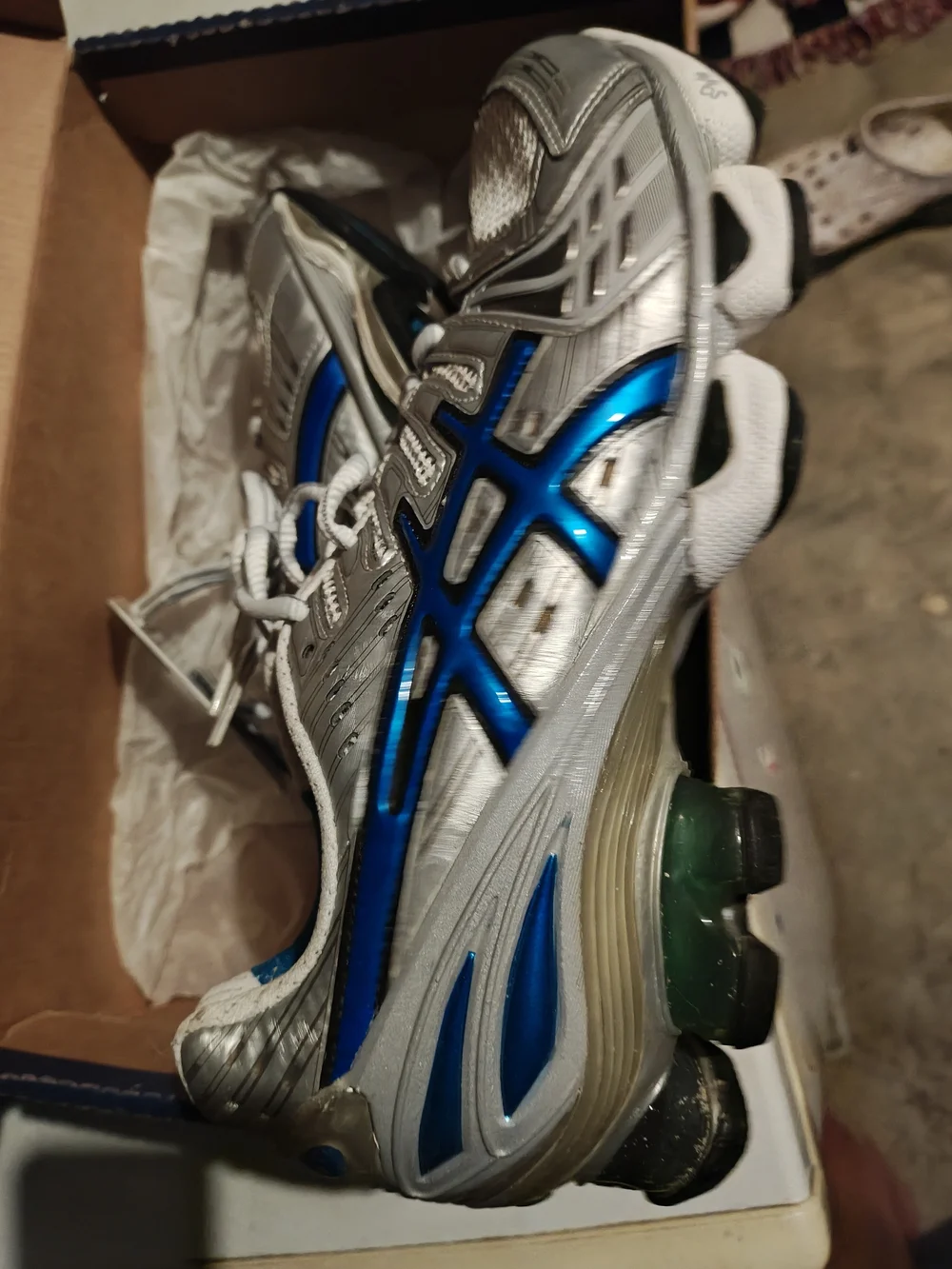 Asics Silver with Blue Accent Athletic Sneakers - Picture 2 of 6